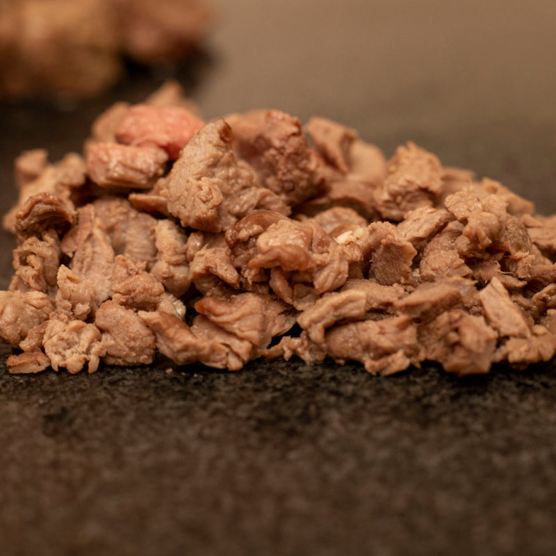 Chopped chunks of braised beef