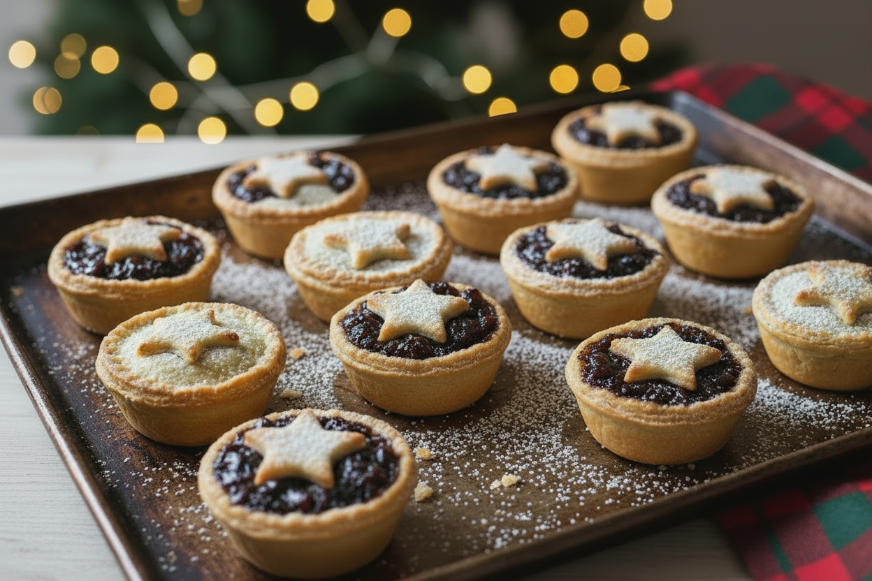 Festive Christmas Mince pie with cheese pastry