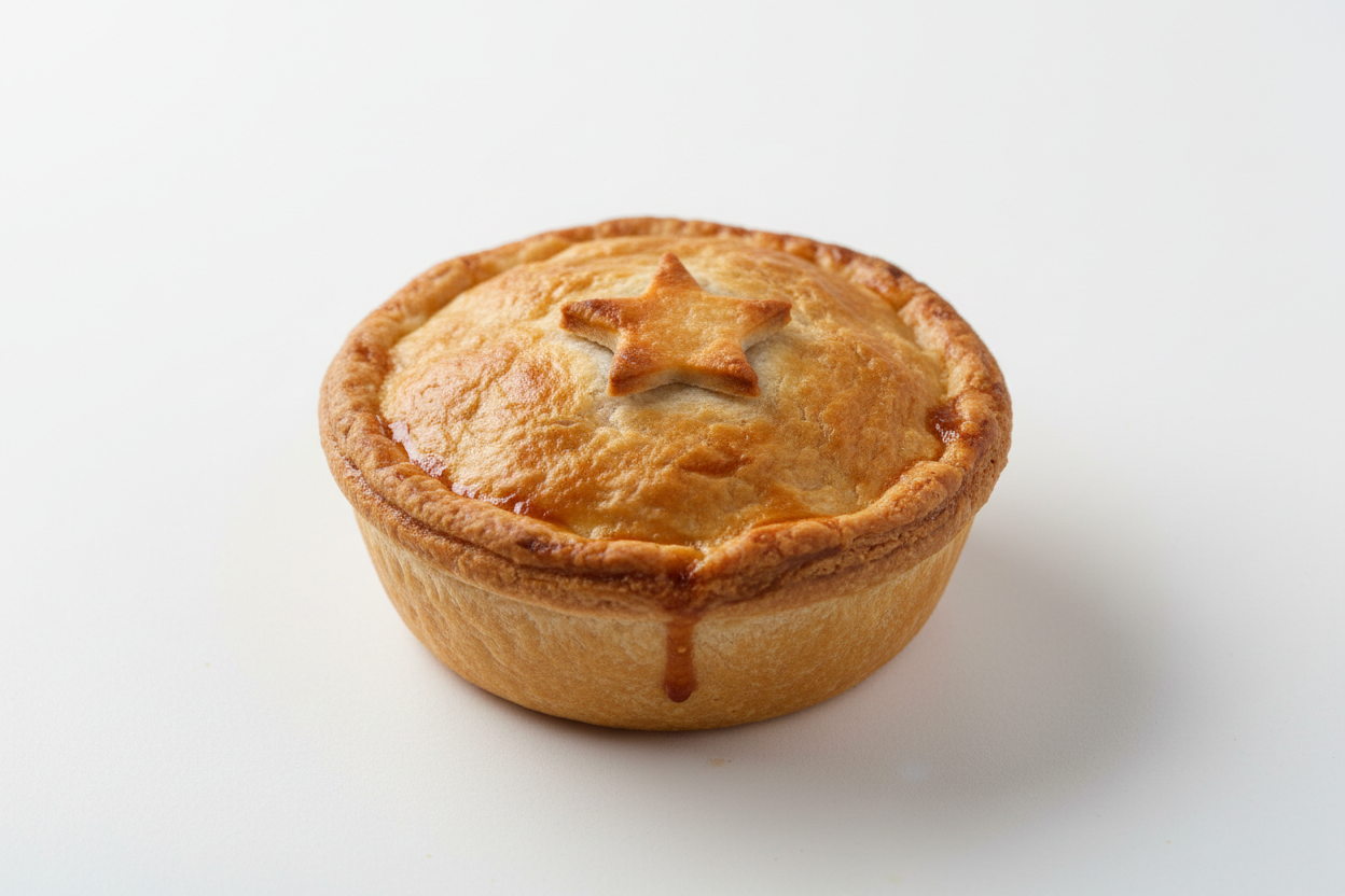 create a small real meat mince pie with one star on top